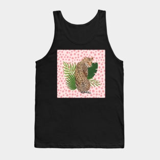 Wild Bueatiful Pink Leafy Cheetah Tank Top